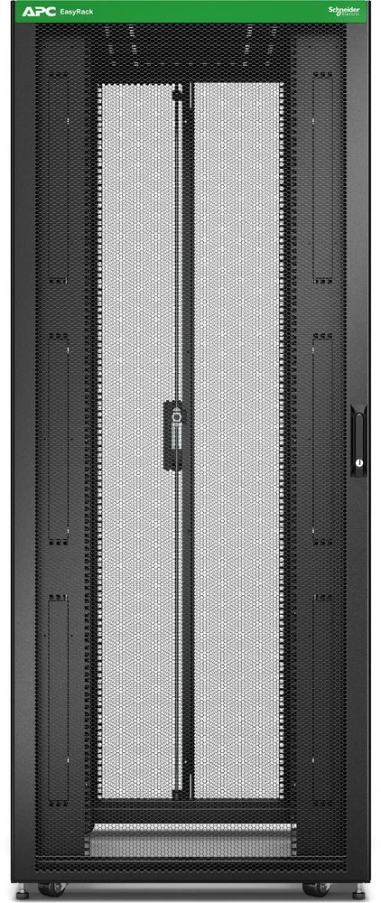 APC Easy Rack 800mm/42U/1000mm, su stogu, ratukais, kojelėmis ir 4 laikikliais, be šoninių panelių, juodas | Schneider Electric