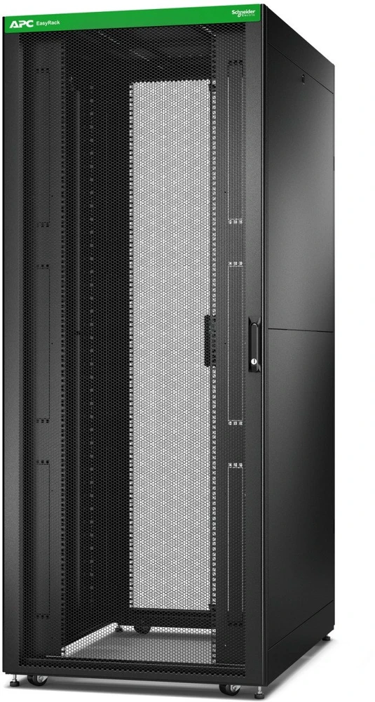 APC Easy Rack 800mm/42U/1100mm su stogu, šonine panele, ratukais, kojelėmis ir 4 laikikliais, be dugno, juodas | Schneider Electric