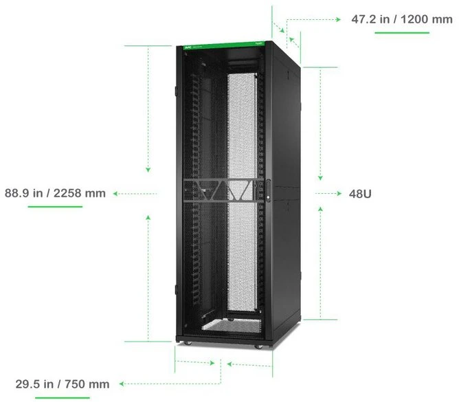 „Spinta APC NetShelter SX Gen2“ 42U, 600 mm pločio, perforuotos, padalintos durys, juodos