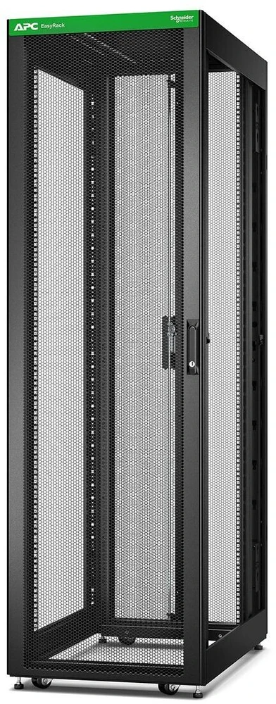 APC Easy Rack 600mm/42U/1000mm, su stogu, ratukais, kojelėmis ir 4 laikikliais, be šoninių panelių, juodas | Schneider Electric