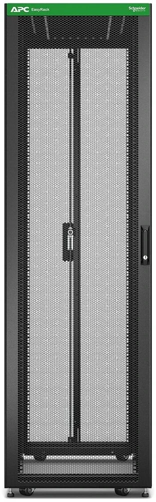 APC Easy Rack 600mm/42U/1000mm, su stogu, ratukais, kojelėmis ir 4 laikikliais, be šoninių panelių, juodas | Schneider Electric