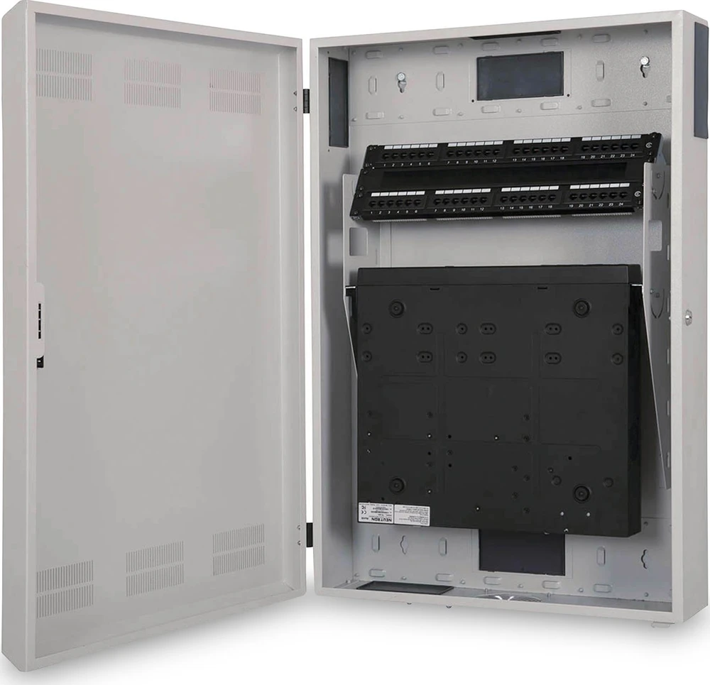 Digitus Spinta jungiama į tinklą wisząca SLIM 19" 3U rack 600x200, drzwi pełne, pilka, niedzielona, złożona, 100kg