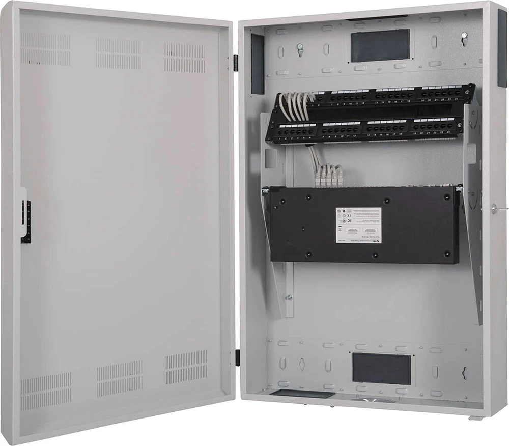 Digitus Spinta jungiama į tinklą wisząca SLIM 19" 3U rack 600x200, drzwi pełne, pilka, niedzielona, złożona, 100kg