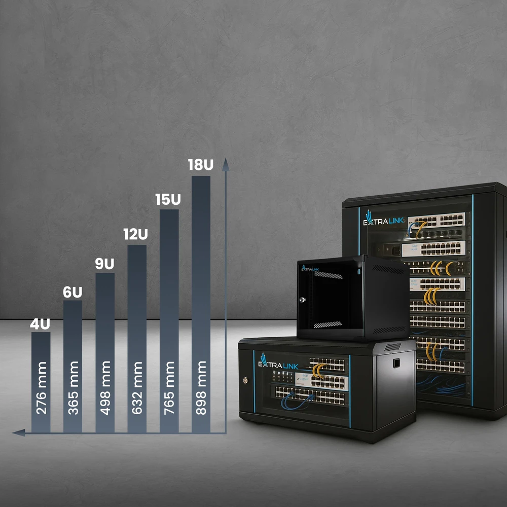 „Extralink Lite“ 12U 530X400 prie sienos montuojama spintelė, juoda
