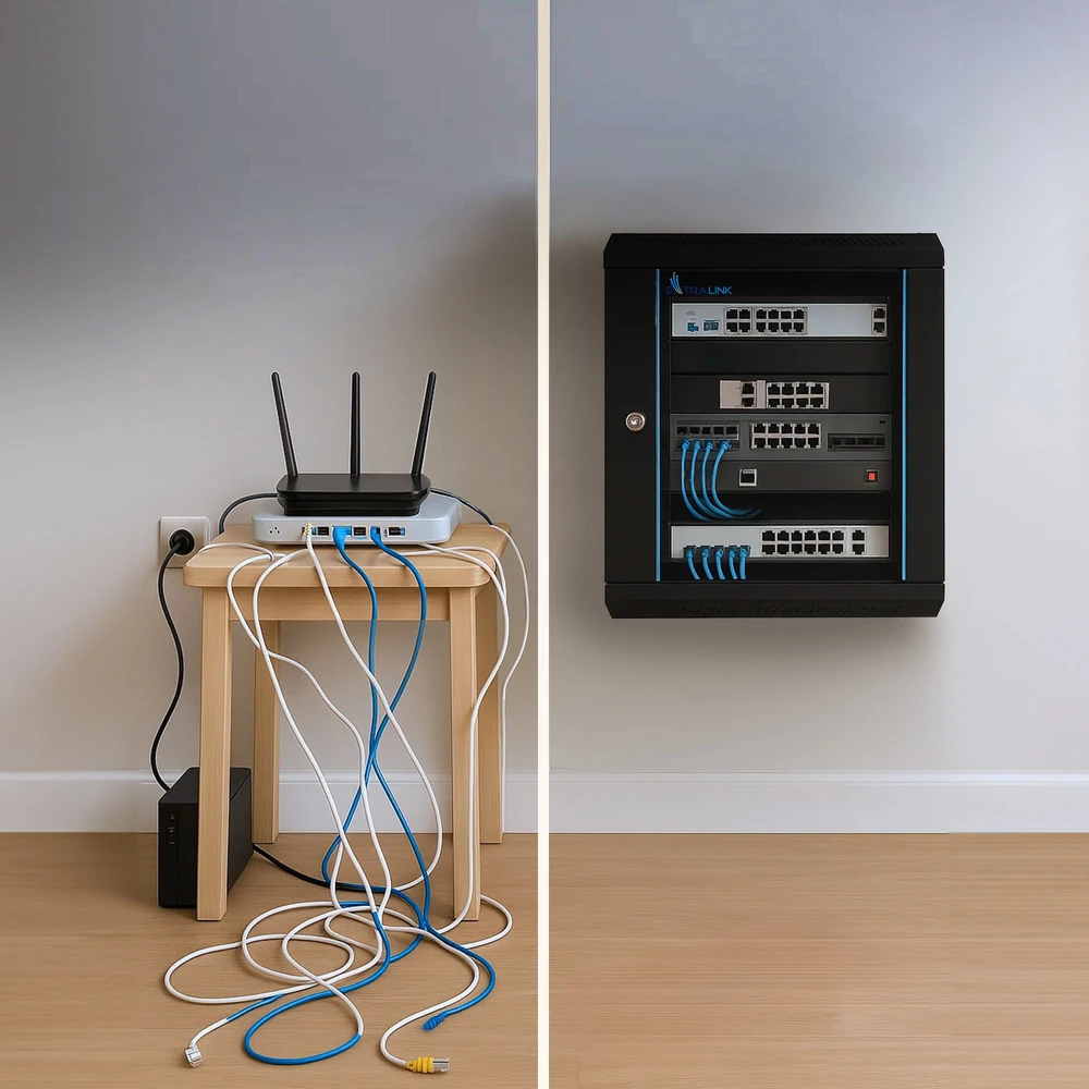 „Extralink Lite“ 12U 530X400 prie sienos montuojama spintelė, juoda