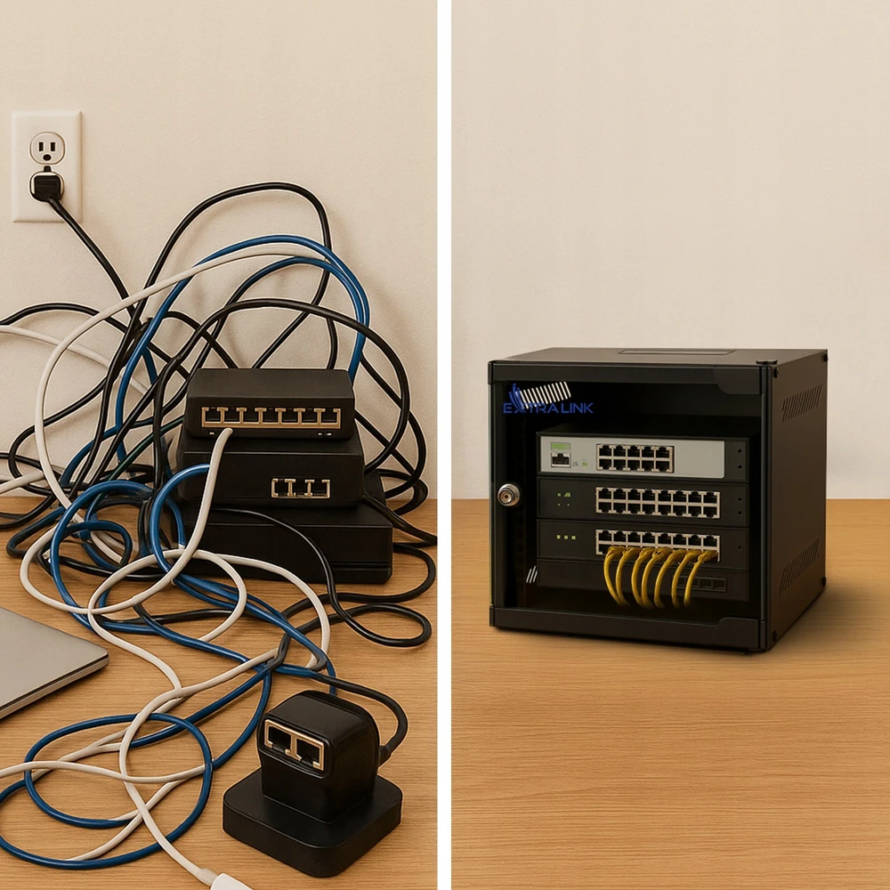„Extralink Lite“ 4U 10" 280X310 prie sienos montuojama spintelė, juoda