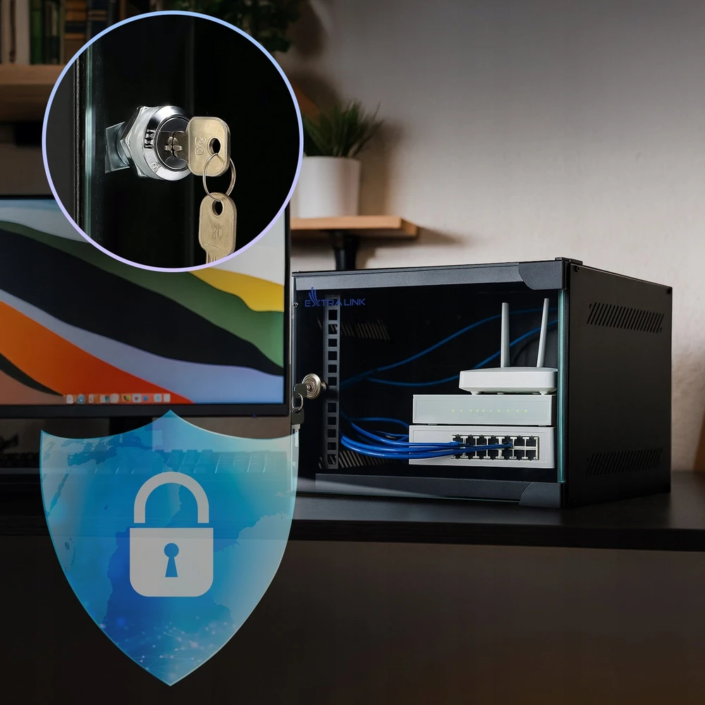 „Extralink Lite“ 4U 10" 280X310 prie sienos montuojama spintelė, juoda
