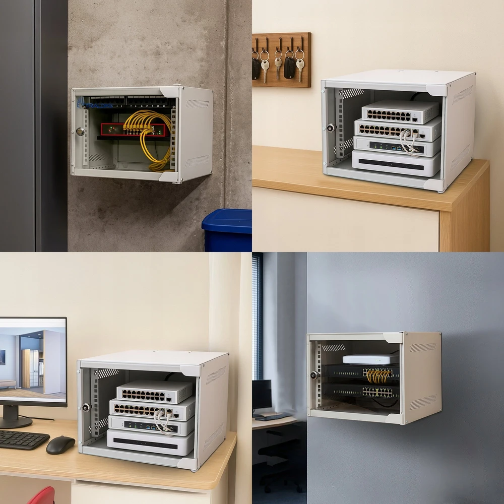 Rackmount „Extralink Lite“ 6U 10 colių 280x310 prie sienos montuojama spintelė, pilka