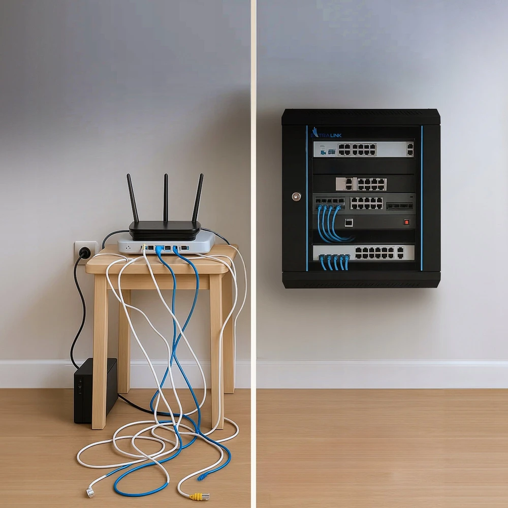 „Extralink Lite“ 9U 530X400 prie sienos montuojama spintelė, juoda