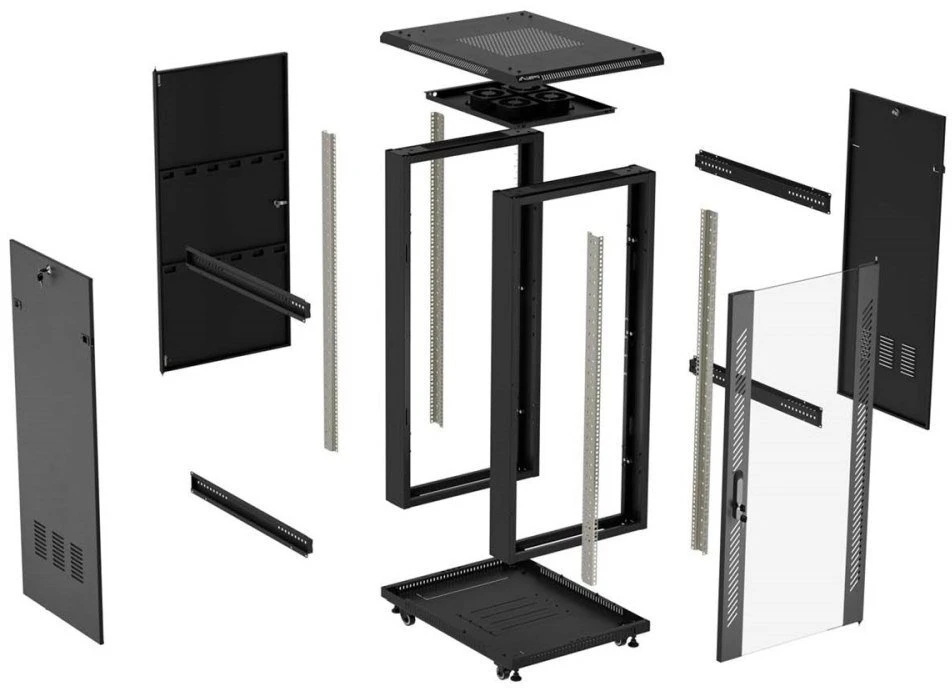 Lanberg stovima serverinė spinta 19" 18U 600x800 juoda, su stiklinėmis durimis