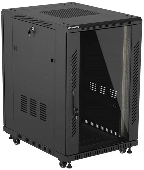 Lanberg stovima serverinė spinta 19" 18U 600x800 juoda, su stiklinėmis durimis