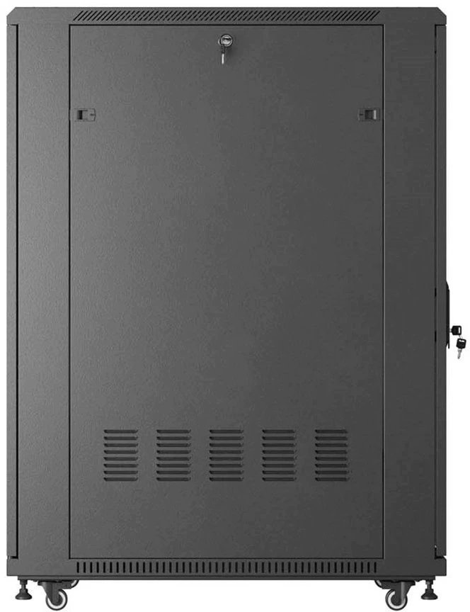 19" 27U 600 × 1000 Juodas FLOOR-STANDING RACK CABINET WITH GLASS DOOR, LANBERG (FLAT PACK)