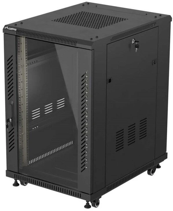 Lanberg stovima serverinė spinta 19" 18U 600x800 juoda, su stiklinėmis durimis