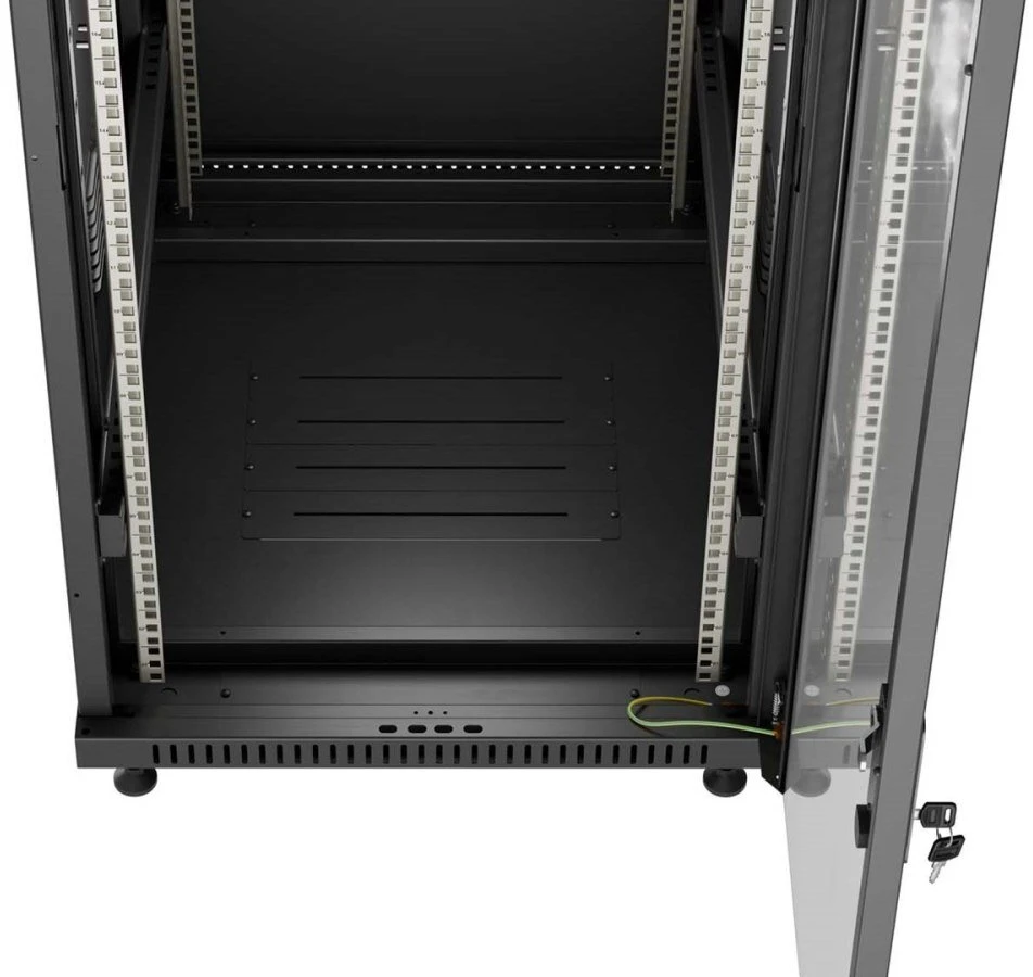 Lanberg stovima serverinė spinta 19" 18U 600x800 juoda, su stiklinėmis durimis
