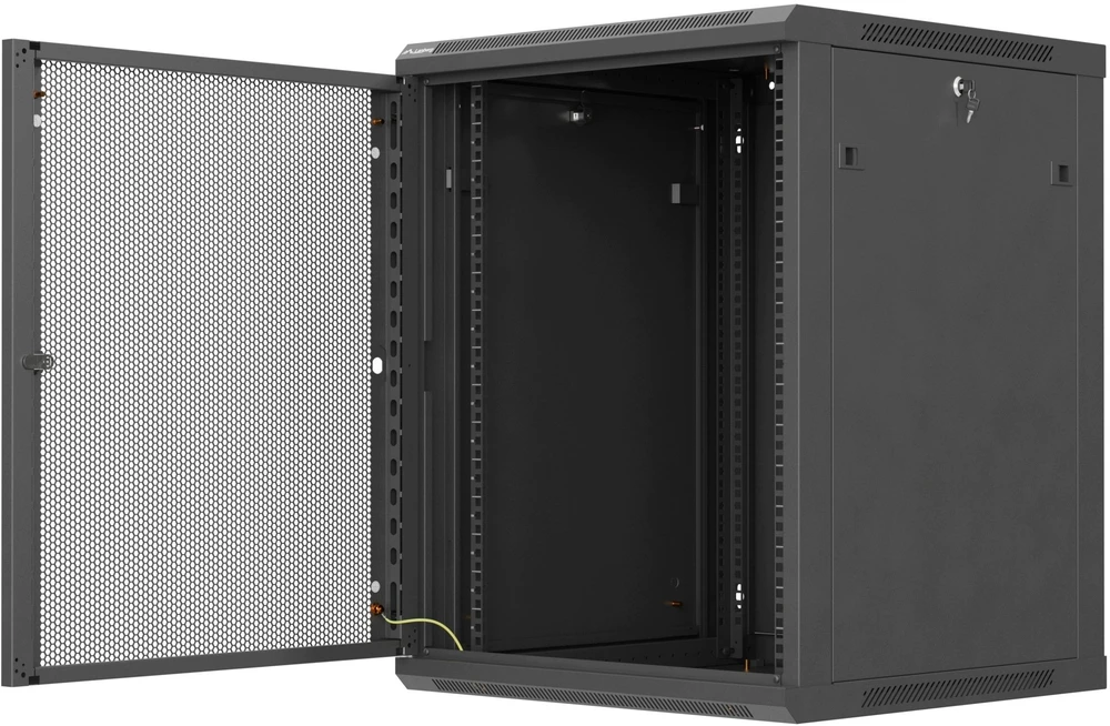 Spinta Lanberg Montavimo pakabinama rack 19'' 15U 600X600 juoda perforuotomis durimis (flat pack) (WF01-6615-23B)