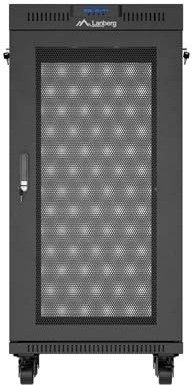 Lanberg pastatoma rack spintelė 19" 24U 600x600 juoda perforuotos durelėmis LCD V2