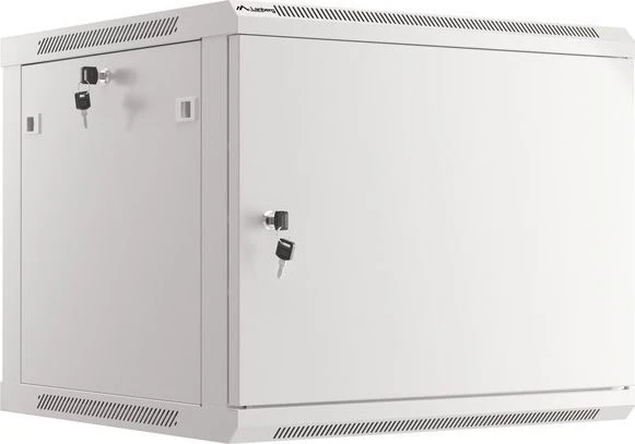 LANBERG sieninė spintelė 19 colių 9U 600x600 plieninės durys pilkas flat pack