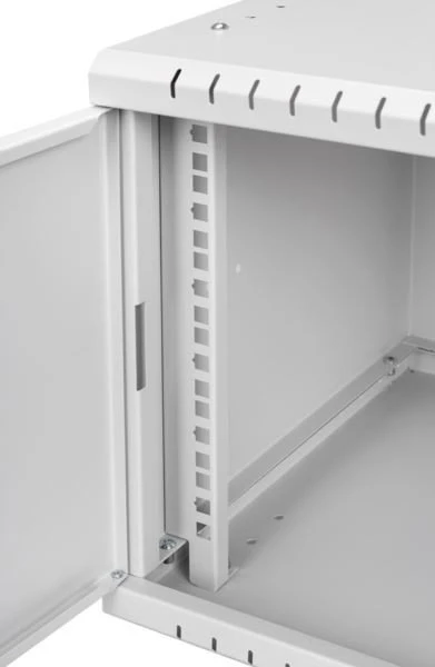 LEXI-Net 19" sieninė spinta Basic 6U 520x450, stiklinės durelės, be nugarėlės, išlankstoma, pilka