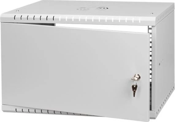 LEXI-Net 19" sieninė spinta Basic 6U 520x450, metalinės durelės, be nugarėlės, išlankstoma, pilka