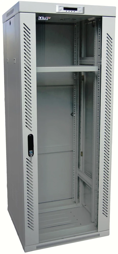 LEXI-Net 19" stelažų spintelė 24U 600x600 nuimama, vėdinimo blokas, termostatas, ratai, 600kg, stiklas, pilka