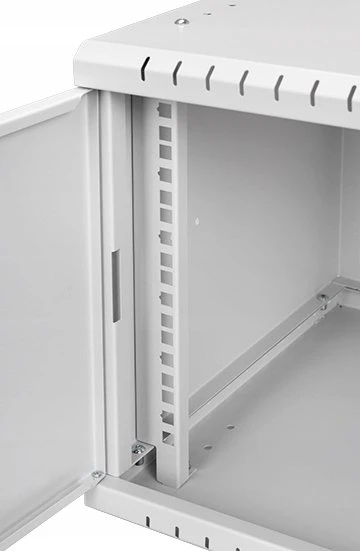 LEXI-Net 19" sieninė spinta Basic 9U 525x450, stiklinės durelės, be nugarėlės, išlankstoma, pilka