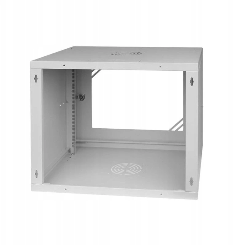 LEXI-Net 19" sieninė spinta Basic 9U 525x450, stiklinės durelės, be nugarėlės, išlankstoma, pilka