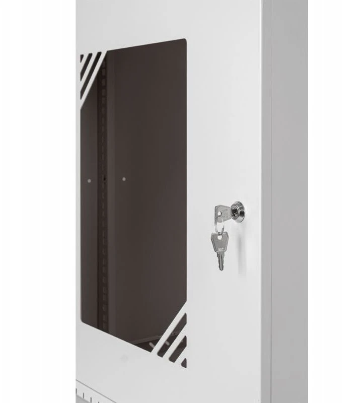 LEXI-Net 19" sieninė spinta Basic 9U 525x450, stiklinės durelės, be nugarėlės, išlankstoma, pilka