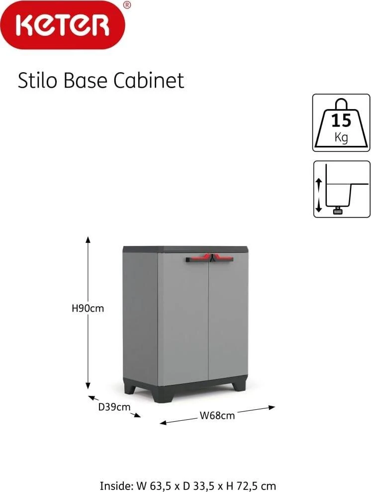 Keter Žema spintelė daiktams Stilo, pilkos ir juodos spalvos, 90cm