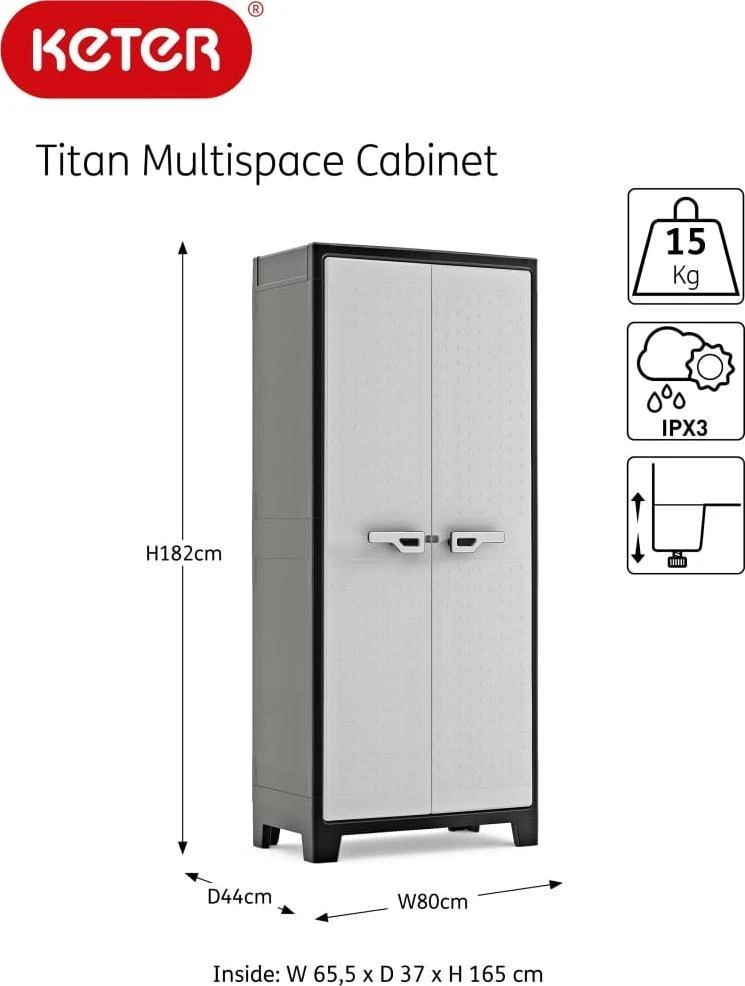 Keter Universali spintelė Titan, juodos ir pilkos spalvos, 182cm