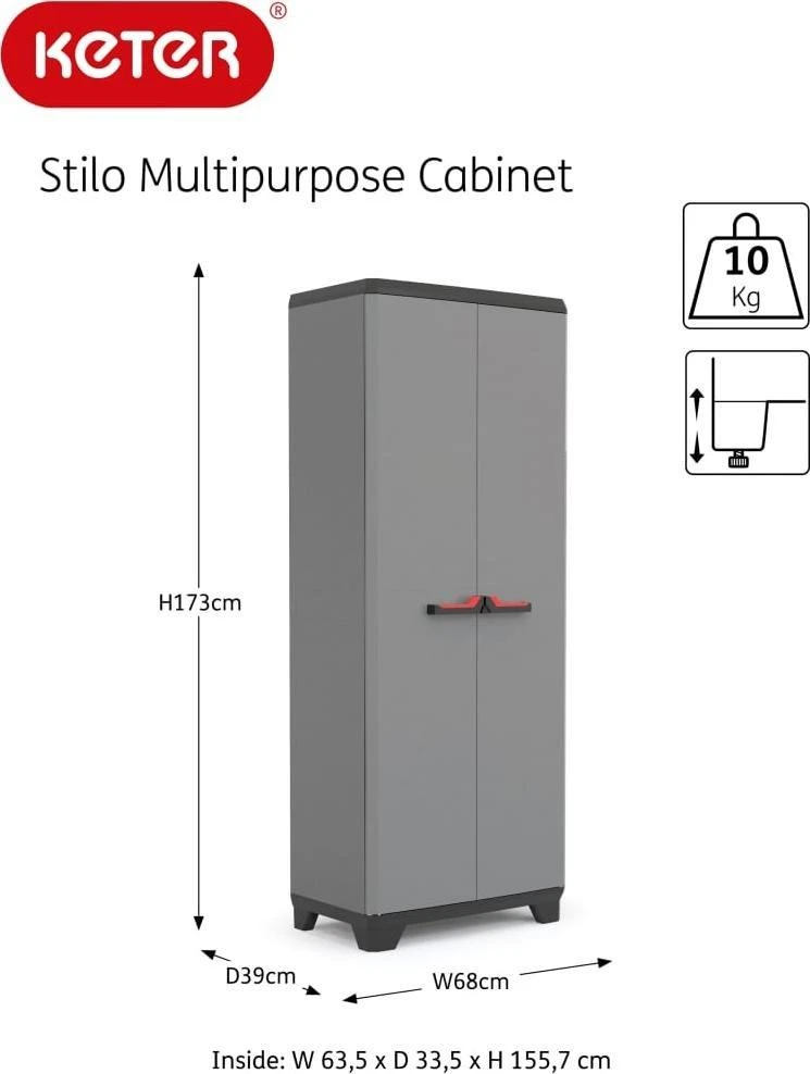 Keter Universali spintelė Stilo, pilkos ir juodos spalvos, 173cm