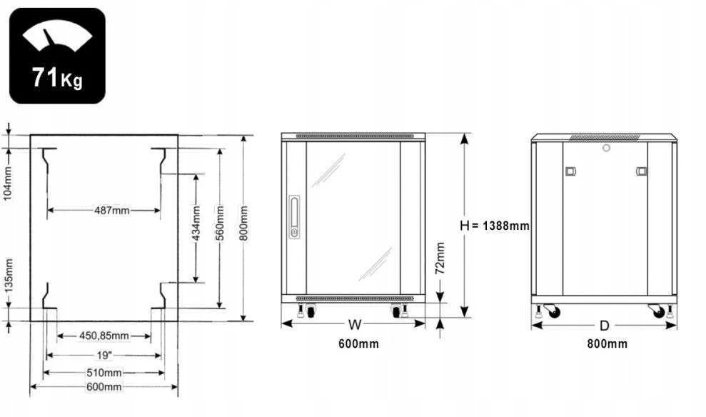 Pulsar RS2768 spintelė RACK 27U, stovima, surenkama