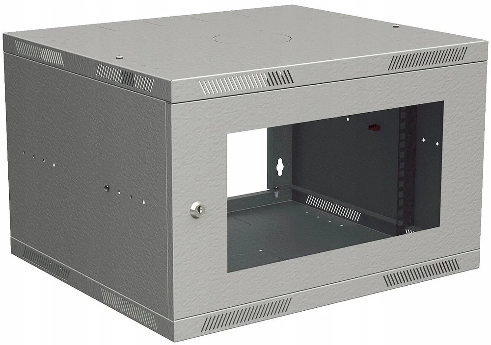Solarix sulankstoma sieninė spinta SENSA LITE 9U 450mm, durelių stiklas, RAL 7035 SENSA-L-9U-545-11-G