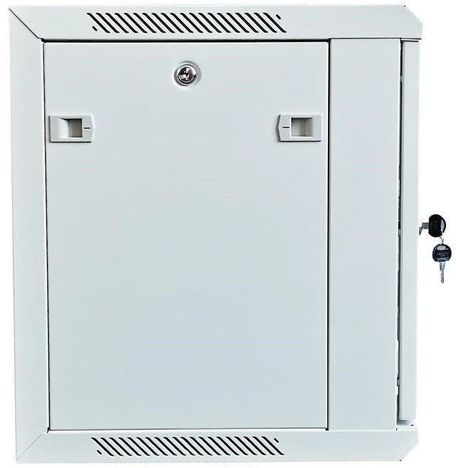 XtendLan 19" sieninė spinta 12U 600x450, keliamoji galia 60 kg, stiklinės durelės, išskleistos, pilkos spalvos