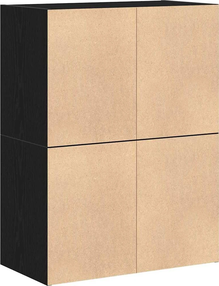 Spintelės su 4 stalčiais, 2 vnt., juoda, 60x31x40cm, mediena
