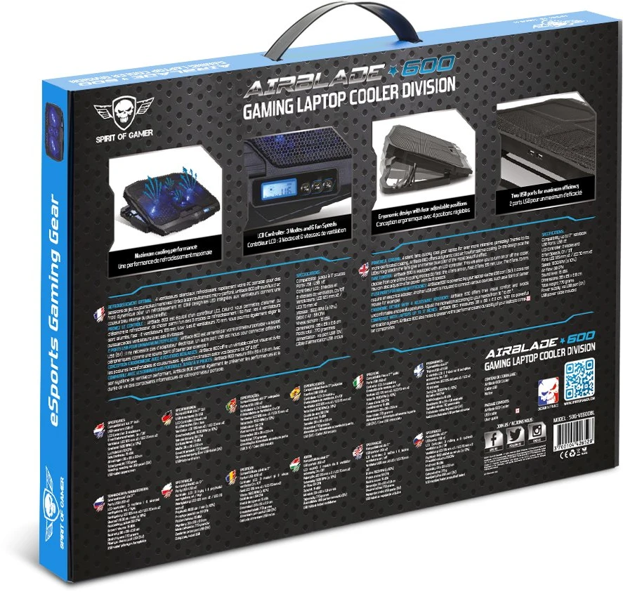 Spirit Of Gamer Vėsinimo Stovas Airblade 600 Mėlyna