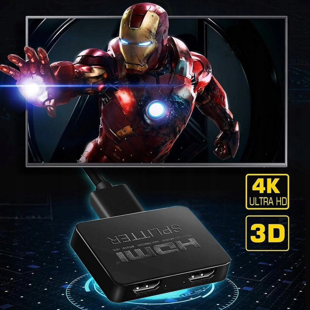 Lanberg vaizdo skirstytuvas iš HDMI į 2X HDMI 4K, USB-C prievadas, juodas | SPV-HDMI-1002