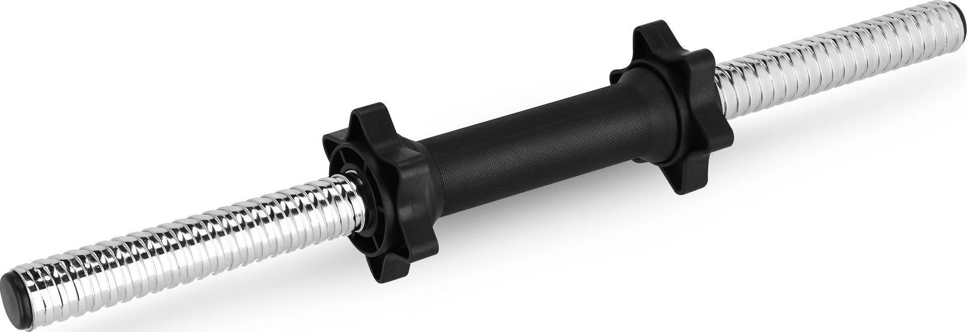 Barre Haltère Spokey Priam 40cm - Acier Chromé - Capacité 80kg - Argent