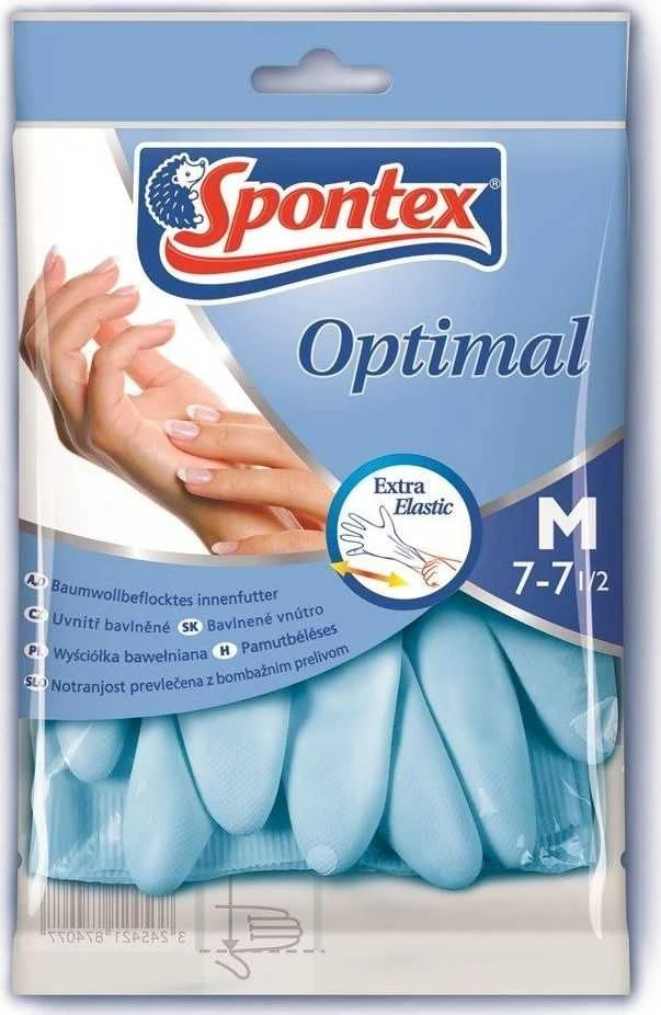 Latekso pirštinės Spontex Optimal, M, mėlyna, 1 pora