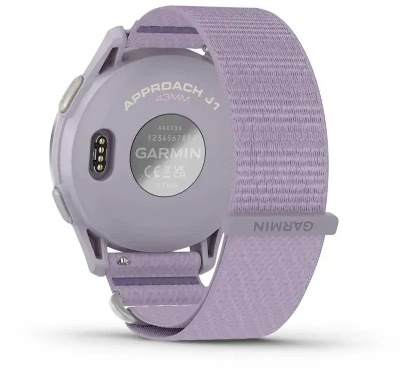 Išmanusis laikrodis Garmin Approach® J1, sidabrinis aliumininis korpusas su alyvos spalvos „ComfortFit“ medžiaginiu dirželiu | 010-03898-10