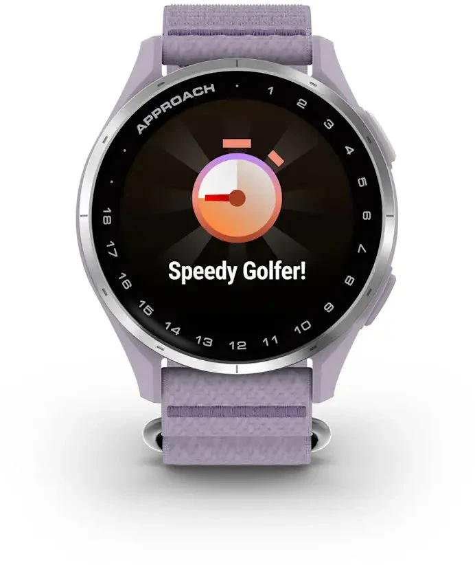 Išmanusis laikrodis Garmin Approach® J1, sidabrinis aliumininis korpusas su alyvos spalvos „ComfortFit“ medžiaginiu dirželiu | 010-03898-10