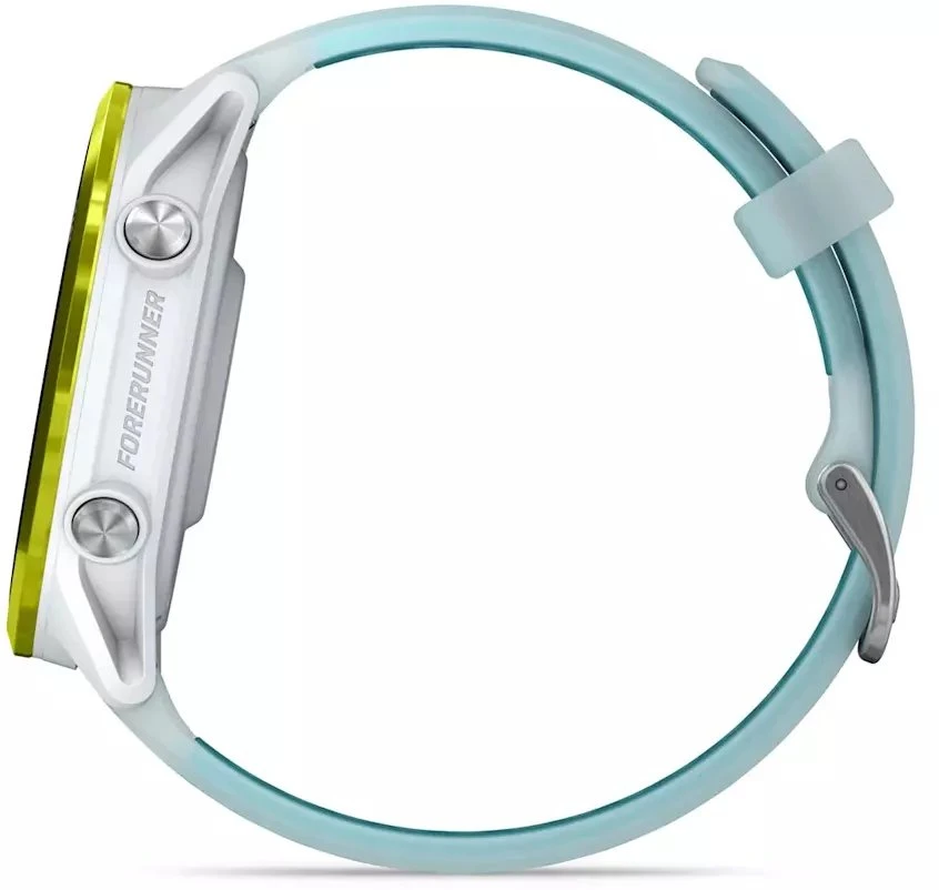 Išmanusis laikrodis Garmin Forerunner® 570 - 47mm, Ryškiai geltonos spalvos aliuminis su permatomu baltojo akmens / turkio spalvos dirželiu