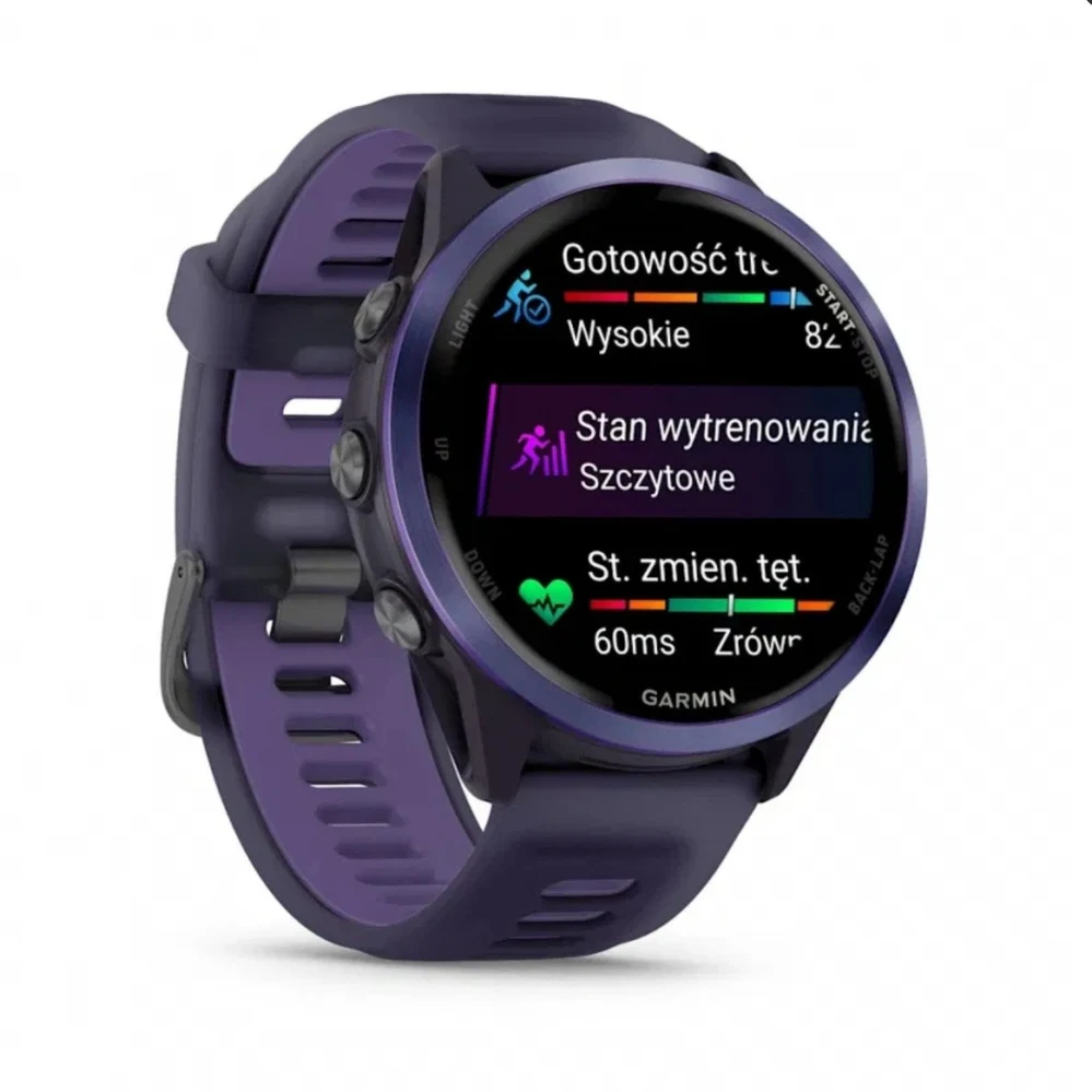 Išmanusis laikrodis Garmin  Forerunner® 570 - 47mm, Indigo spalvos aliuminis su permatomu imperinės rožinės / indigo spalvos dirželiu