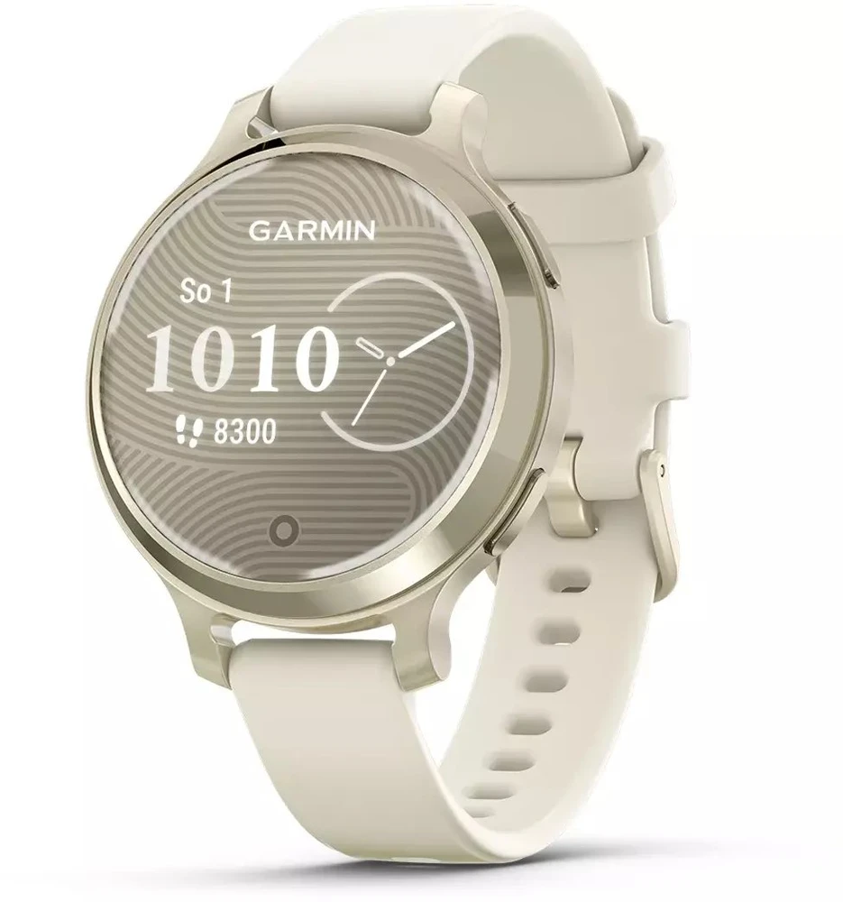 Išmanusis laikrodis Garmin Lily® 2 Active, Pilkšvos aukso spalvos su kreminės spalvos silikoniniu dirželiu