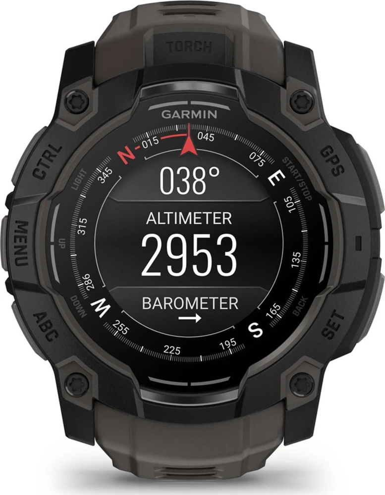 Išmanusis laikrodis Garmin Instinct 3, 50 mm, AMOLED Juodas su anglies spalvos dirželiu