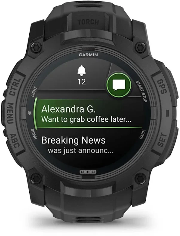 IIšmanusis laikorodis Garmin Instinct® 3 – 50 mm, AMOLED, Tactical Edition  Juodas su juodu dirželiu