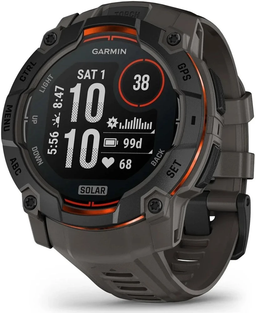 Išmanusis laikrodis Garmin Instinct 3 – 50 mm, Solar, juodas su anglies spalvos dirželiu