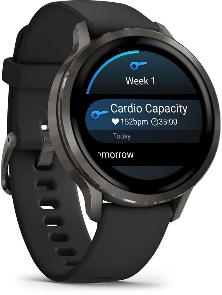 Išmanusis laikrodis Garmin Venu® 4 - 41 mm Skalūno spalvos su juodu silikoniniu dirželiu | 010-03013-02
