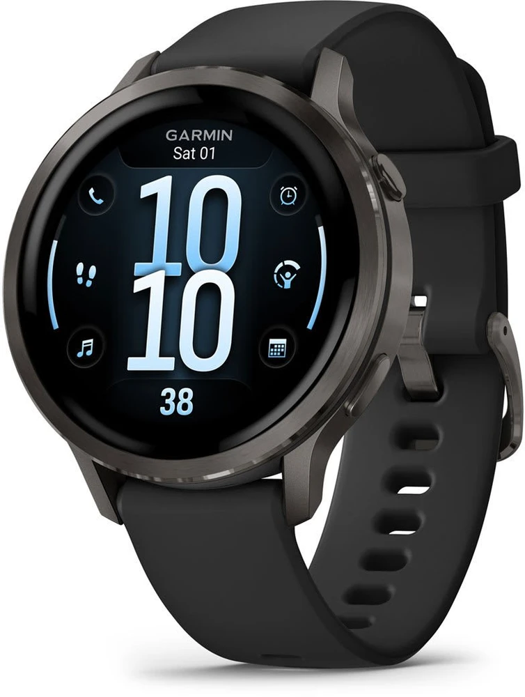 Išmanusis laikrodis Garmin Venu® 4 - 41 mm Skalūno spalvos su juodu silikoniniu dirželiu | 010-03013-02