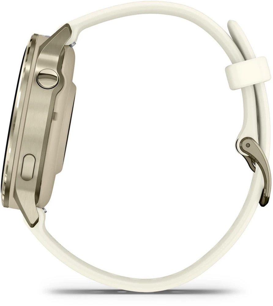 Išmanusis laikrodis Garmin Venu® 4 - 41 mm | spalva: pilkšvos aukso spalvos su kreminės spalvos silikoniniu dirželiu (010-03013-00)