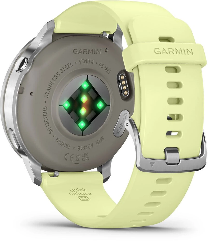 Išmanusis laikrodis Garmin Venu® 4 - 45 mm | spalva: sidabro spalvos su citrinų spalvos silikonine apyranke (010-03014-02)